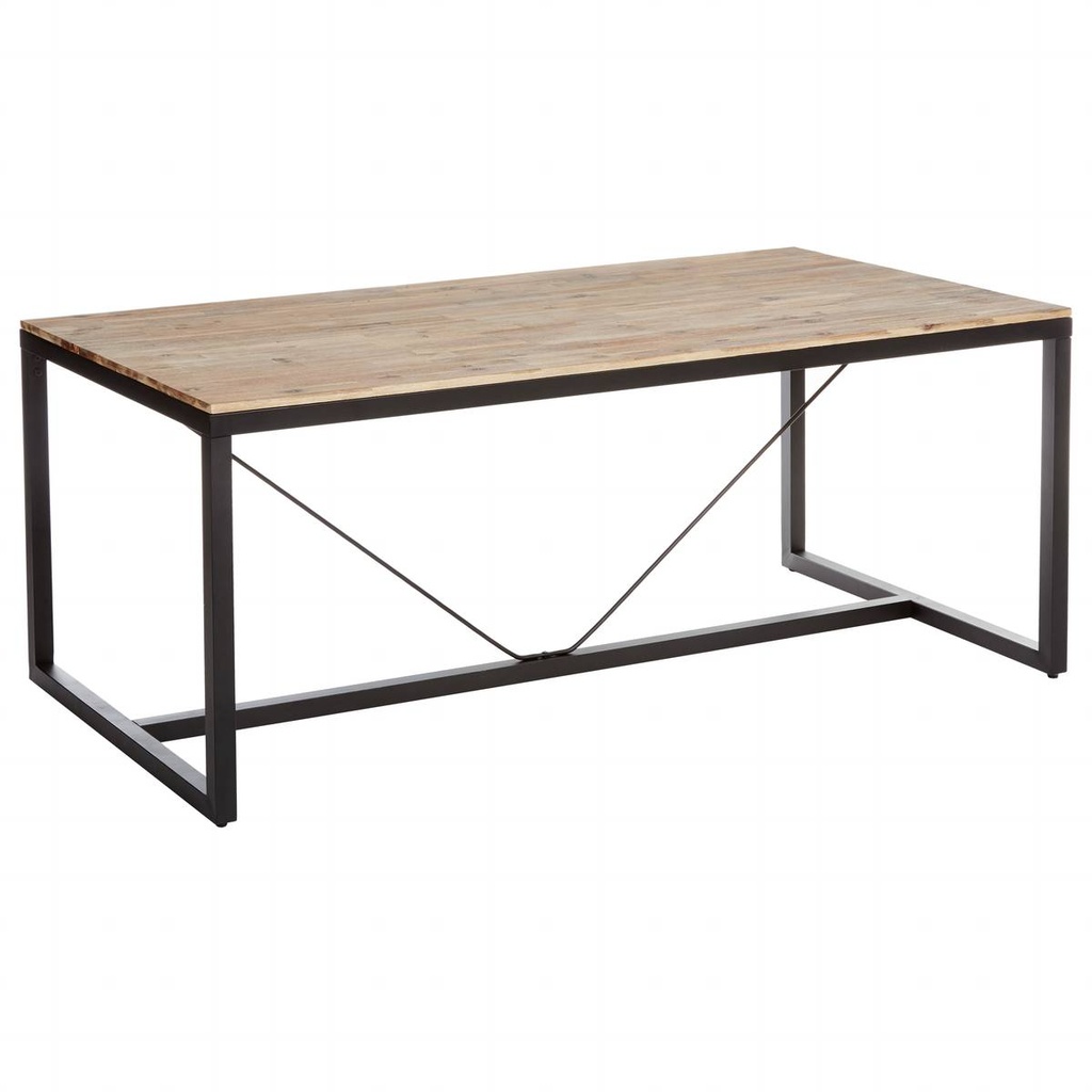 [114530] Table à manger 180 x 90 cm bois et métal