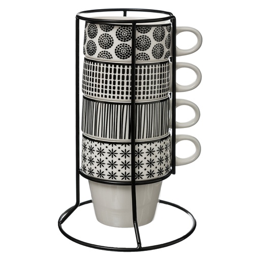 Rack de 4 mugs 26 cl motifs fantaisie