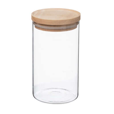 [135027] Bocal verre et bois 1 L