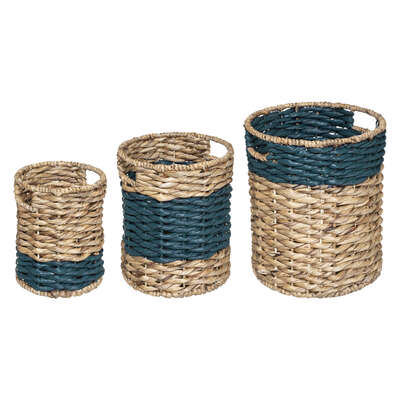 [182269] Lot de 3 paniers en jacinthe d'eau