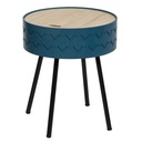 Table de chevet coffre Ø 38,5 cm bleu