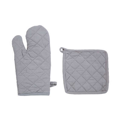 [131515B] Gant et manique coton gris clair