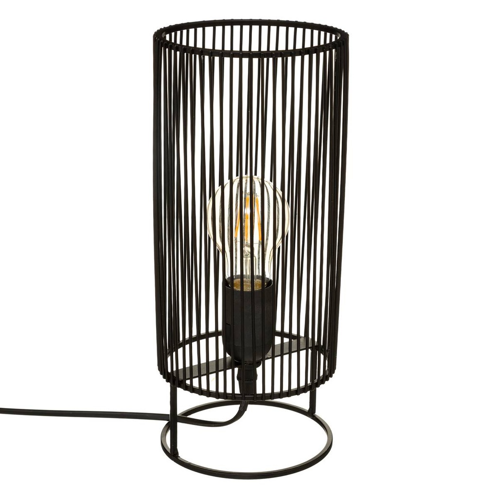 [182498] Lampe cylindre métal noir H. 30 cm