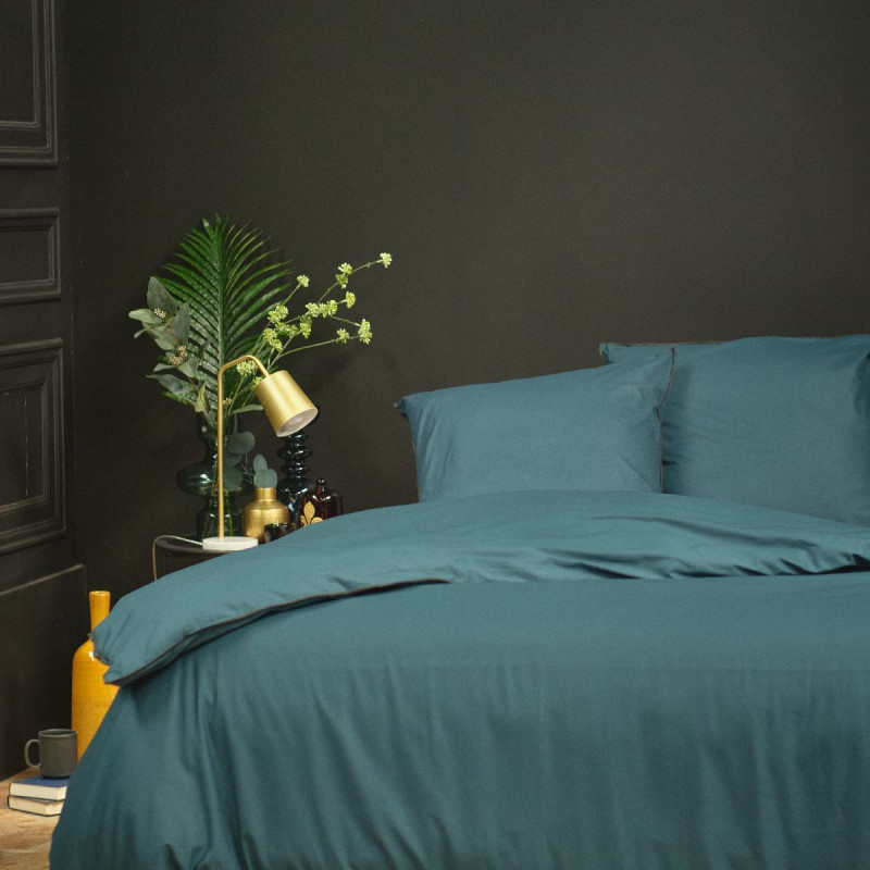 [115344] Parure de lit bleu paon 240 x 260 cm