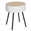 Table de chevet coffre Ø 38,5 cm blanc
