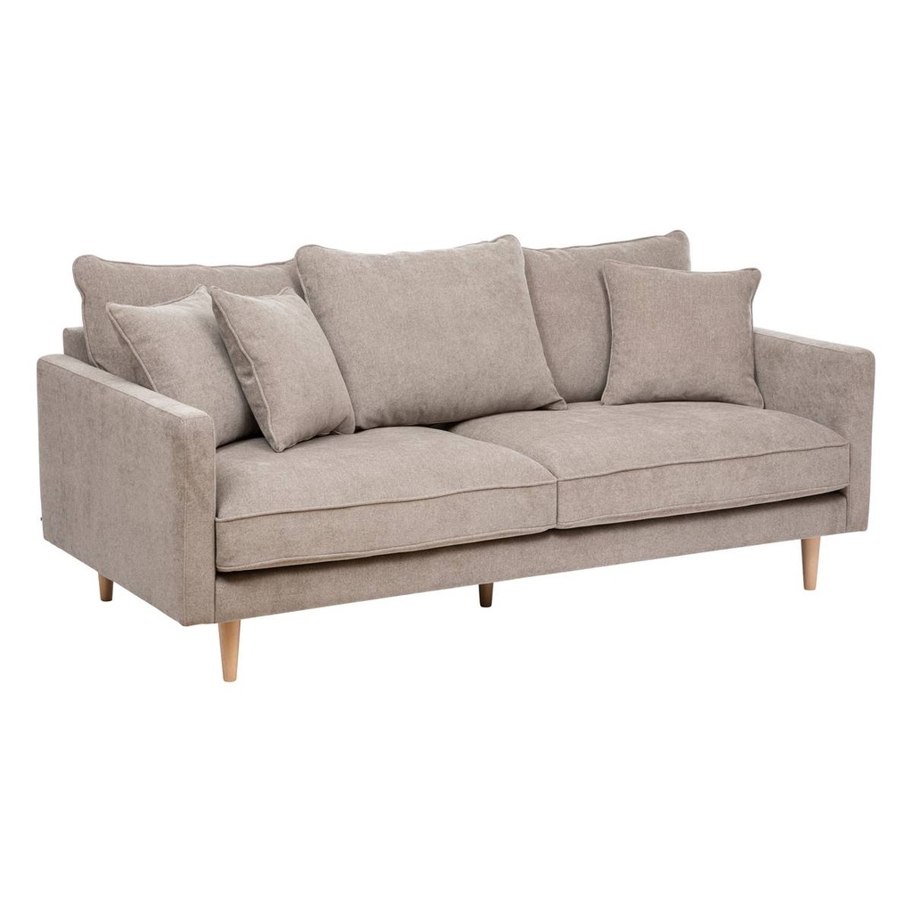 [184935E] Canapé 3 places velours beige