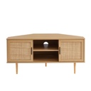 Meuble TV d'angle chêne et cannage 115 cm