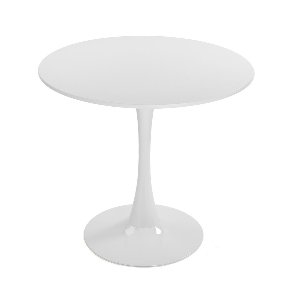 [22020040] Table à manger ronde Ø 80 cm blanc