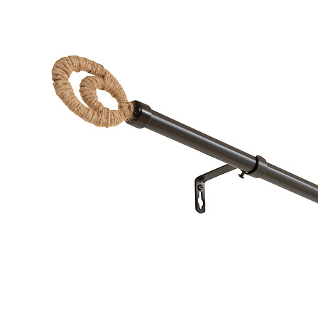[194329] Tringle ajustable 210-380 cm noir embouts corde