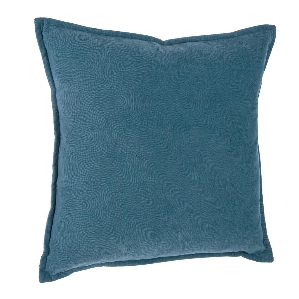 [146200O] Coussin velours bleu 45 x 45 cm