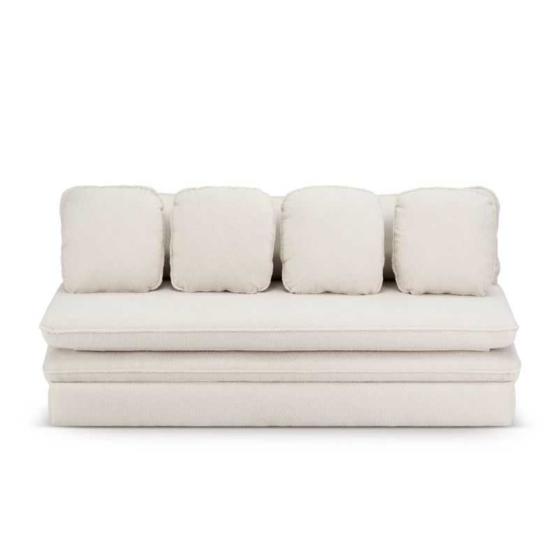 [CNNOMABTD01_135] Canapé convertible 3 places tissu bouclette beige
