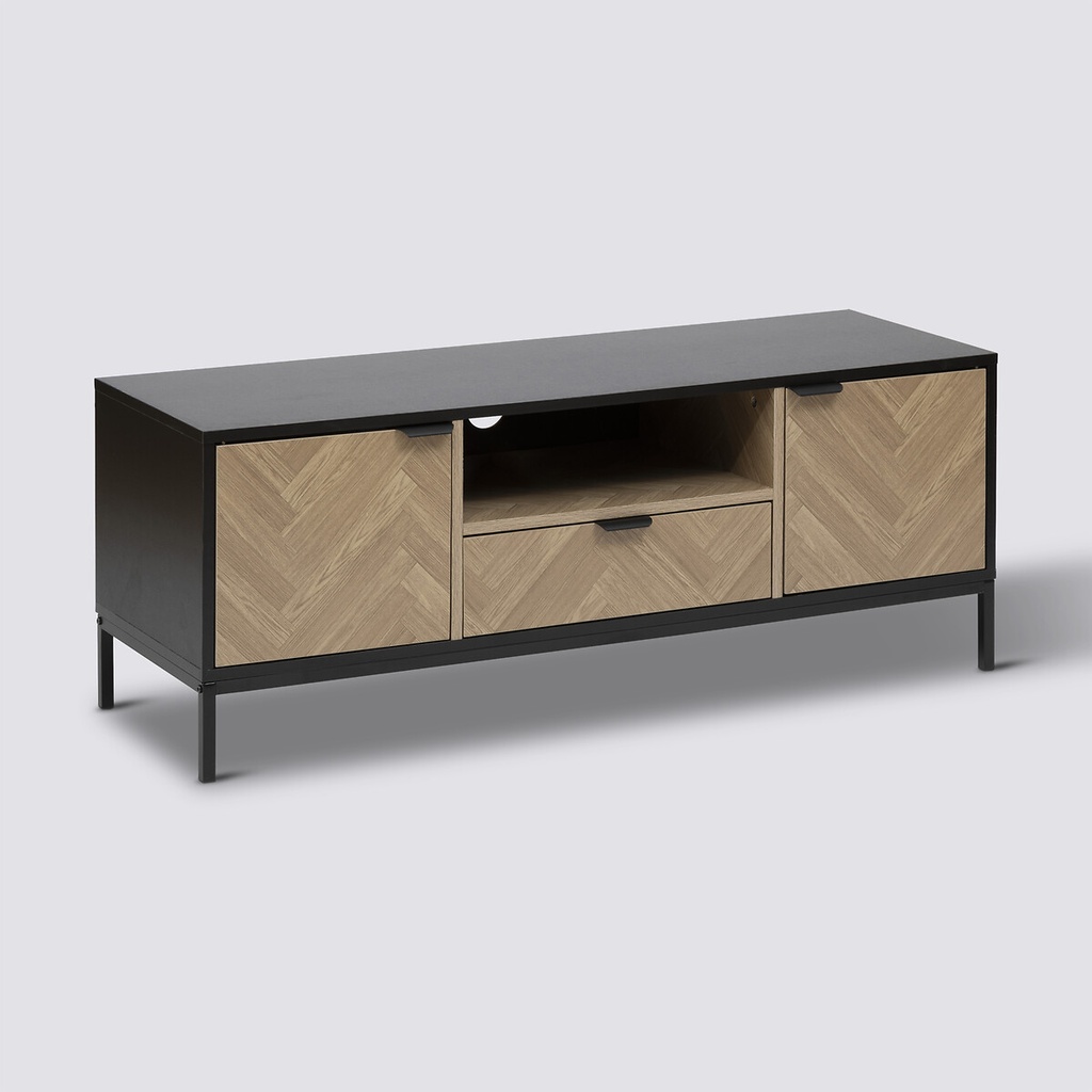 [193626] Meuble TV 120 cm noir et bois