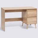 Bureau 2 tiroirs effet bois clair MDF