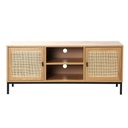 Meuble TV cannage rotin 2 portes 2 niches L. 120 cm