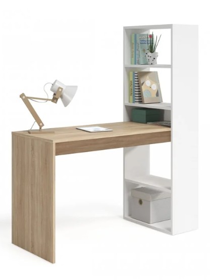 [13700133] Bureau réversible blanc et chêne L. 120 cm