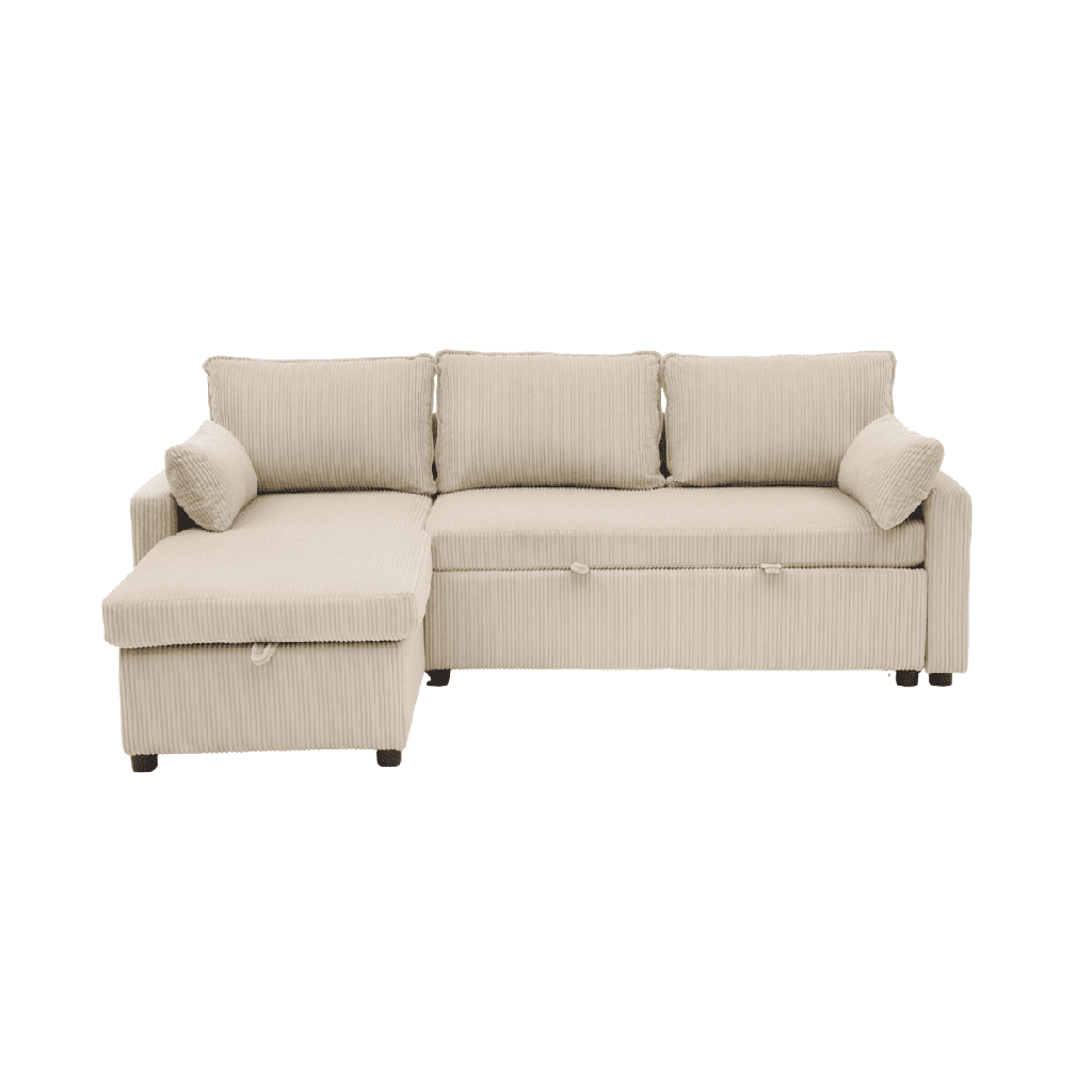[15995133] Canapé convertible méridienne velours beige