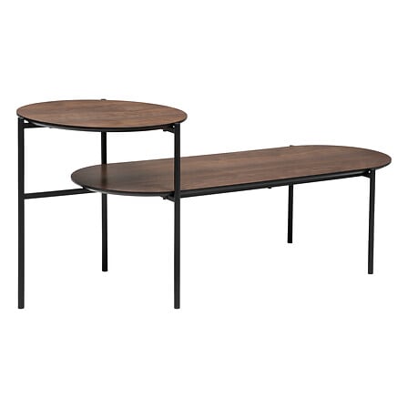 [197757A] Table basse 2 plateaux effet noyer