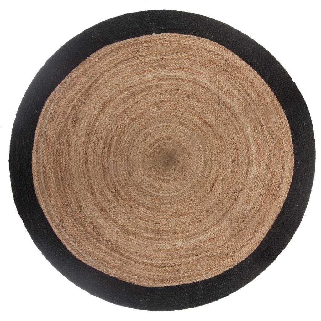 [146295J] Tapis rond jute bordure noire Ø 120 cm