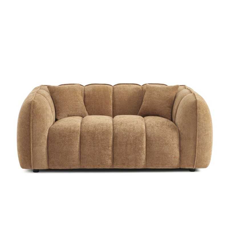 [CNMAT2DTXS1_724] Canapé droit 2 places tissu chenille cannelle