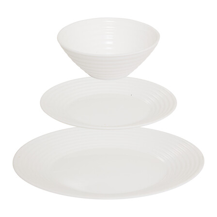[217054] Service vaisselle 12 pièces verre blanc