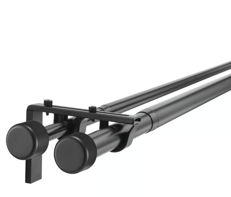 [196.341.15] Tringle à rideau double 210-385 cm avec supports