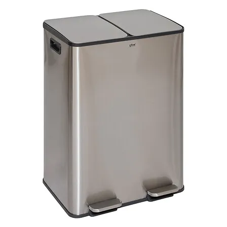 [186157A] Poubelle de tri 2 bacs 30 l métal inox
