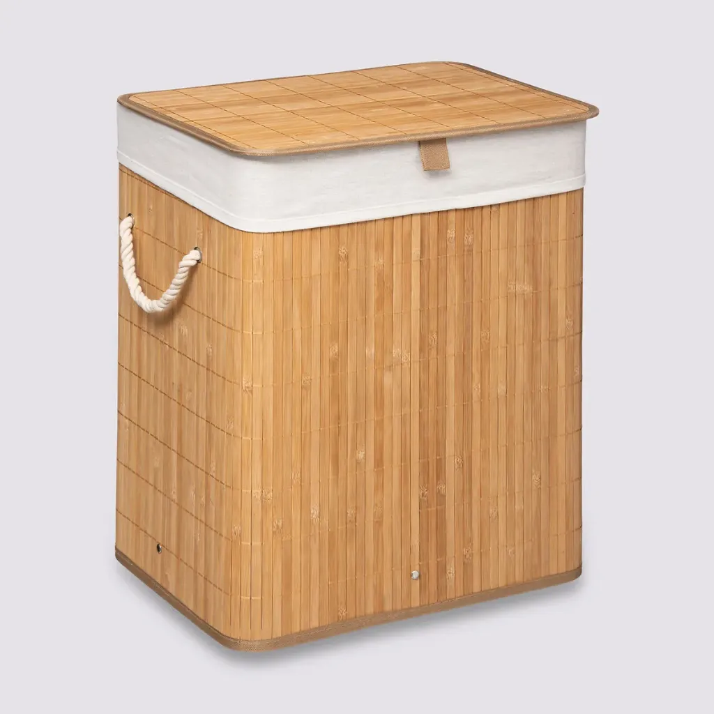 [161045A] Panier à linge rectangle 60 l bambou naturel