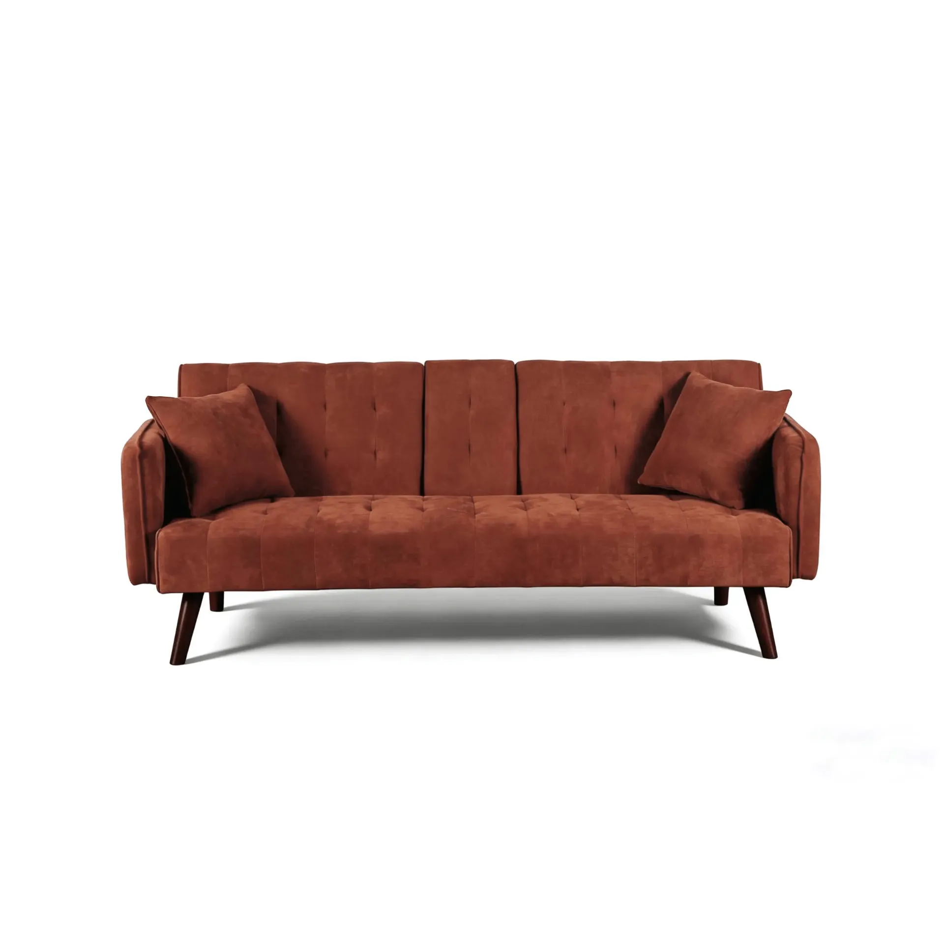 Canapé droit convertible 3 places tissu brique