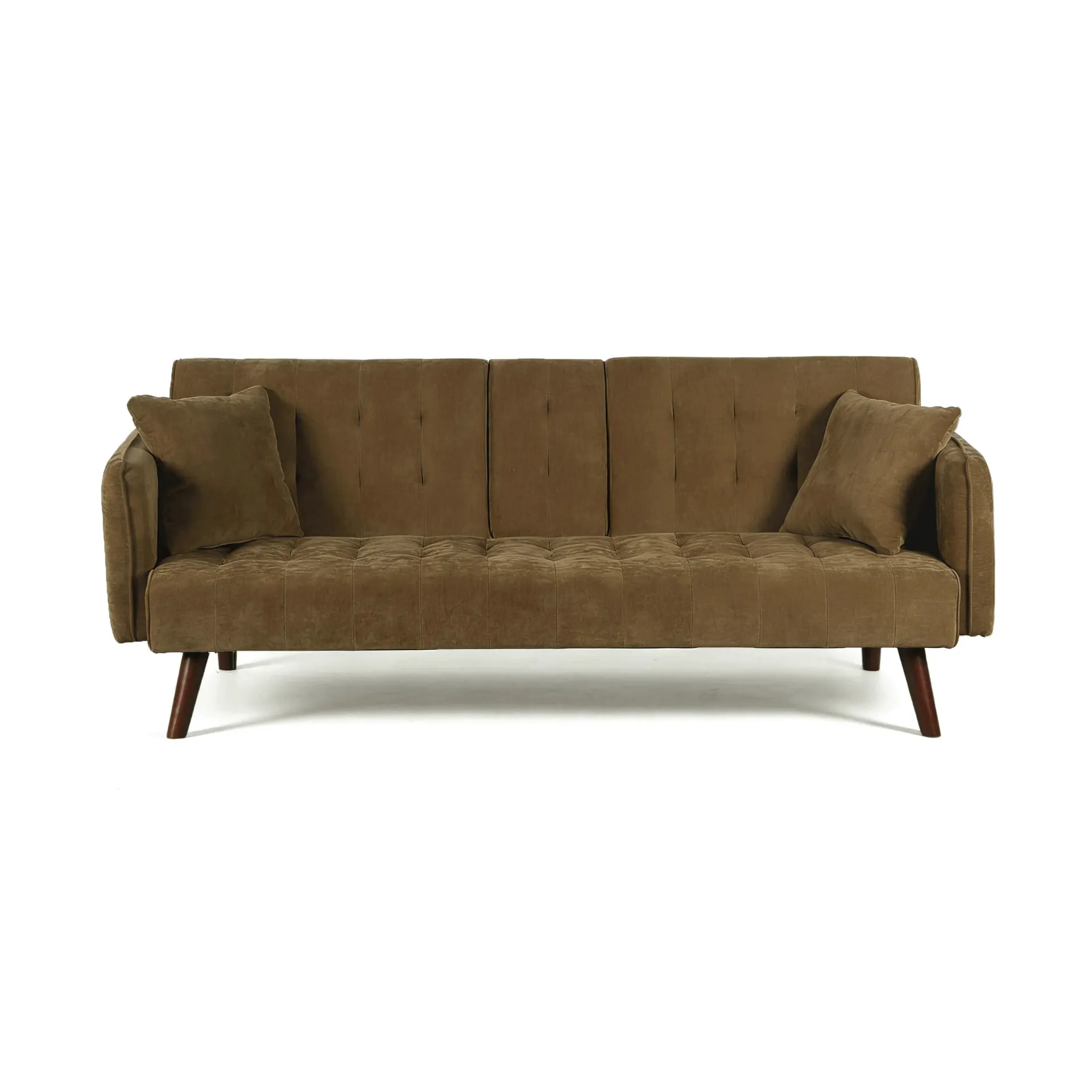 [CNCENO3TX01_168] Canapé droit convertible 3 places tissu kaki