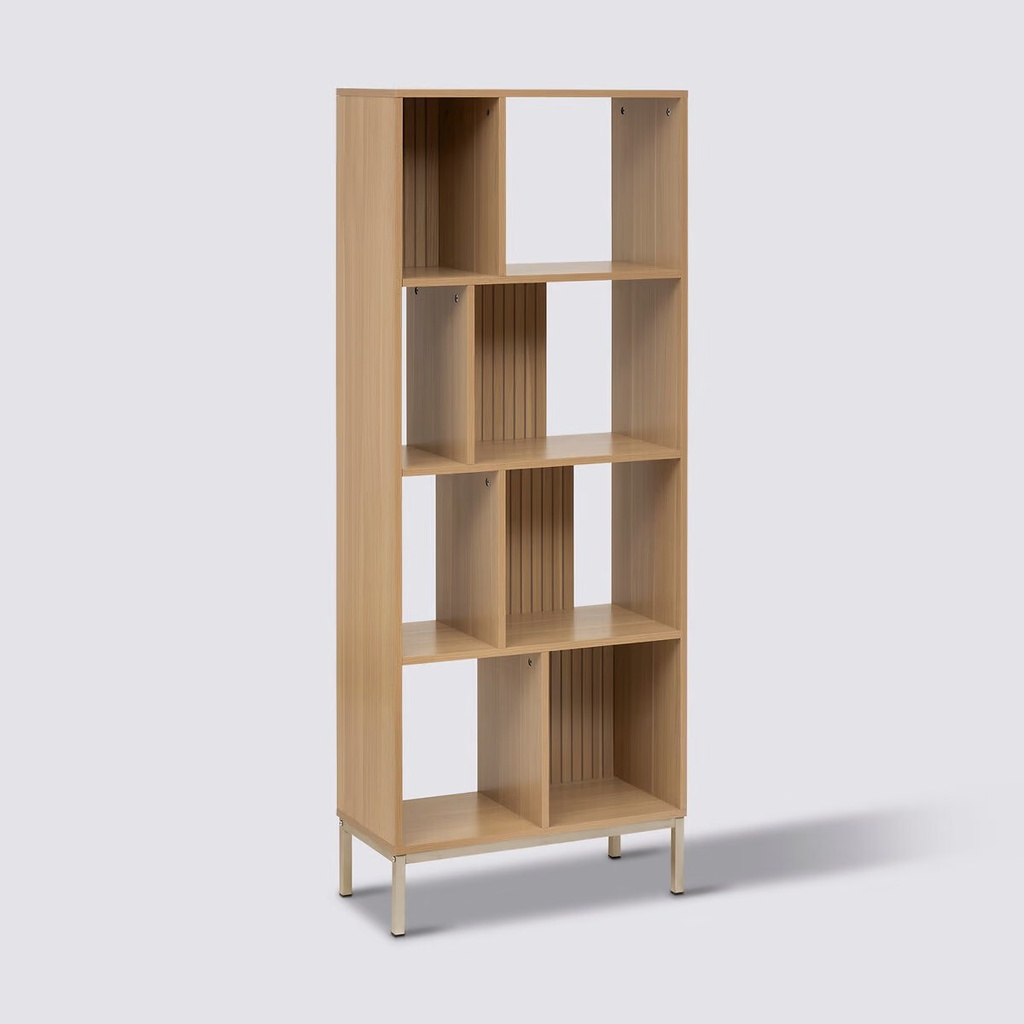 [193592] Bibliothèque 8 cases L. 63 x H. 159 cm bois beige