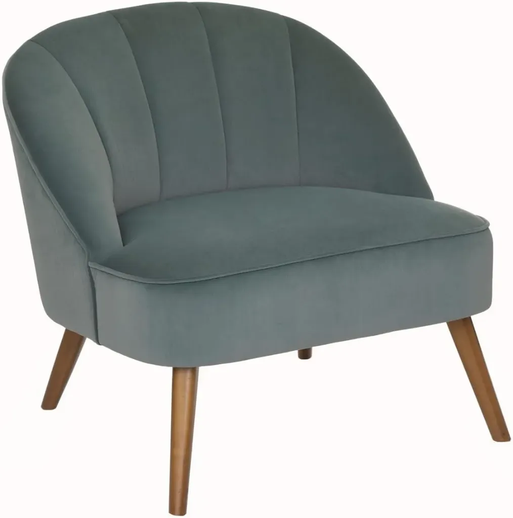 [185079B] Fauteuil velours vert céladon